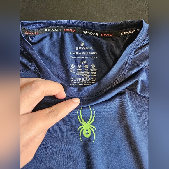 Spyder Men’s Solid & Side Stripe Long Sleeve Swim Rash Guard SPF 30+ Blue - Picture 5 of 9